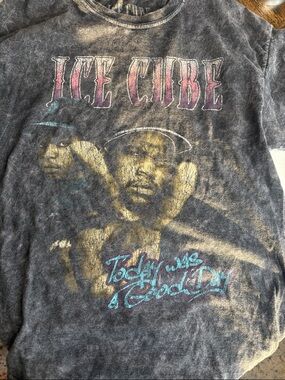 Ice Cube Graphic Short Sleeve Tee - Black Vintage Wash
